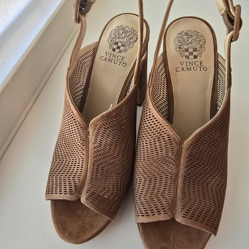 Vince Camuto Jensaya Perforated Platform Slingback Peep Toe Sandal - Picture 6 of 9